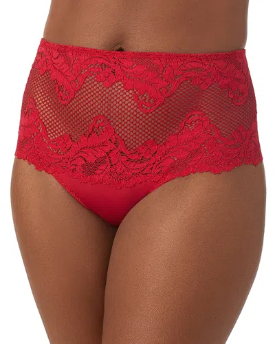 Le Mystere Lace Allure High Waist Thong In Cherry Hot