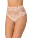 Le Mystere Lace Allure High Waist Thong In Pale Peach