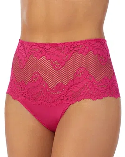 Le Mystere Lace Allure High Waist Thong In Pink Daquiri