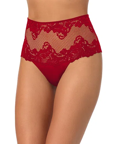 Le Mystere Lace Allure High Waist Thong In Red