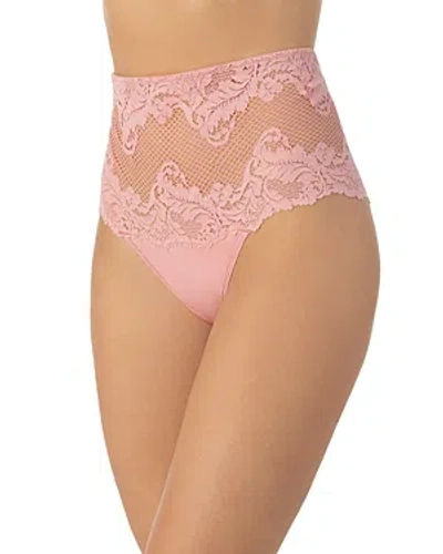 Le Mystere Lace Allure High Waist Thong In Rosebud