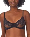 Le Mystere Lace Allure Unlined Underwire Demi Bra In Black