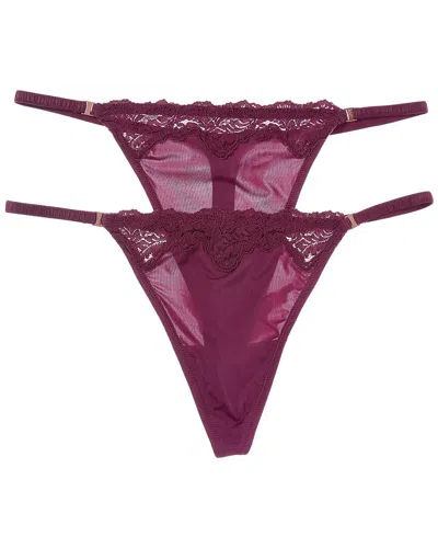 Le Mystere Set Of 2 Lace Allure String Thong In Transparent