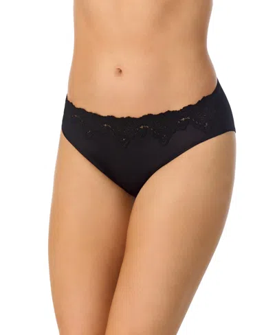 Le Mystere Women's Lace Allure Microfiber Bikini Panty In Black