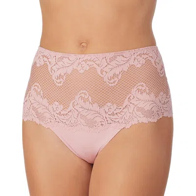 Le Mystere Womens Lace High Waist Thong Panty In Pink