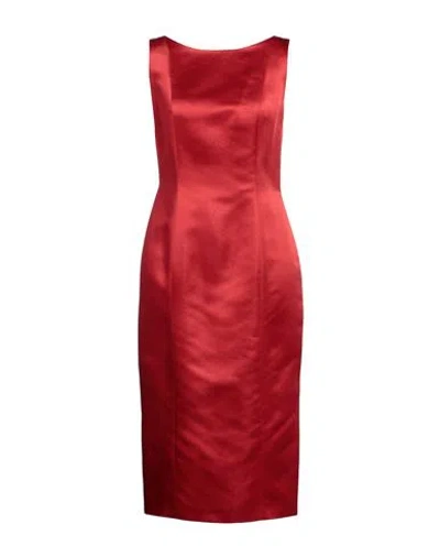Le Nez Woman Midi Dress Red Size 12 Silk, Rayon, Metallic Fiber, Acetate