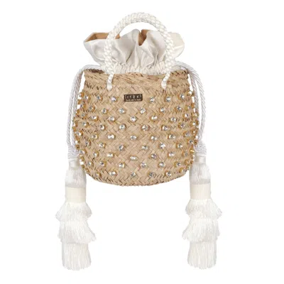 Le Nine Carol Crystal Cream Small Shoulder Bag