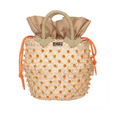 Le Nine Large Orange Beach Straw Bag