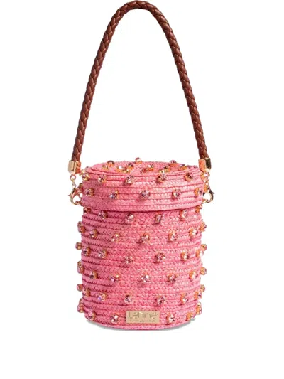 Le Nine Mini Cylinder Mono Tote Bag In Pink