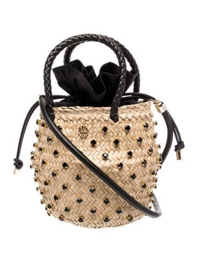 Pre-owned Le Nine Raffia Bucket Bag In Neutrals