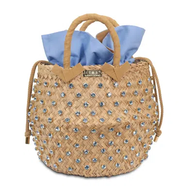 Le Nine Straw Beach Bag With Crystals