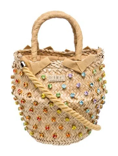 Pre-owned Le Nine Straw Bucket Bag In Neutrals