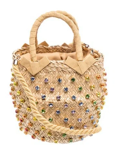 Pre-owned Le Nine Straw Bucket Bag W/ Tags In Neutrals