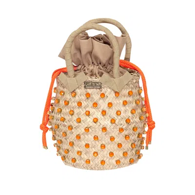 Le Nine Straw Crossbody Bag In Orange
