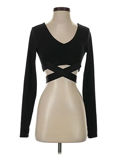 Pre-owned Le Ore Long Sleeve Top Black Keyhole Neckline Tops
