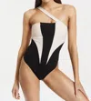 Le Ore Sorelle One Shoulder Bodysuit In Black/cream