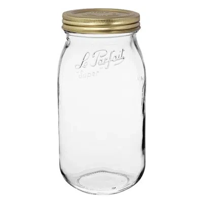 Le Parfait Screw Top French Glass 3 Piece Kitchen Canister Set In Clear