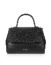 Le Parmentier Ladyfinger Top Handle Ladybag W/strap - Black In Black