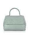 Le Parmentier Ladyfinger Top Handle Ladybag W/strap - Sky Blue Color In Blue