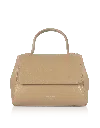 Le Parmentier Neutrals Ladyfinger Top Handle Ladybag W/strap - Sand In Black