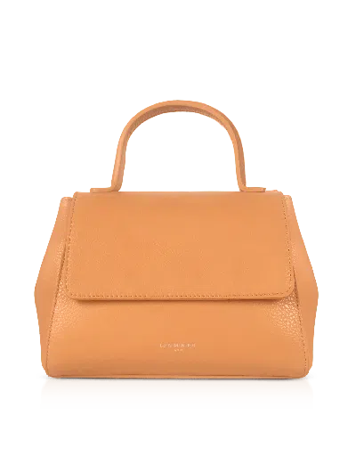 Le Parmentier Orange Ladyfinger Top Handle Ladybag W/strap - Apricot