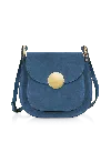 Le Parmentier Women's Agave Suede & Smooth Leather Shoulder Bag - Blue In Blue