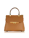 Le Parmentier Women's Atlanta Top Handle Satchel Bag W/shoulder Strap - Brown In Brown
