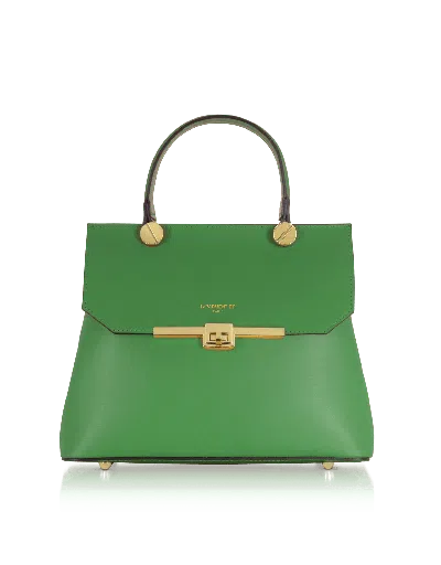 Le Parmentier Women's Atlanta Top Handle Satchel Bag W/shoulder Strap - Green In Pattern