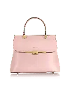 Le Parmentier Women's Atlanta Top Handle Satchel Bag W/shoulder Strap -  Light Pink In Pink