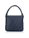 Le Parmentier Women's Duplo Medium Hammered Leather Top Handle Bag - Blue In Blue