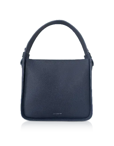 Le Parmentier Women's Duplo Medium Hammered Leather Top Handle Bag - Blue