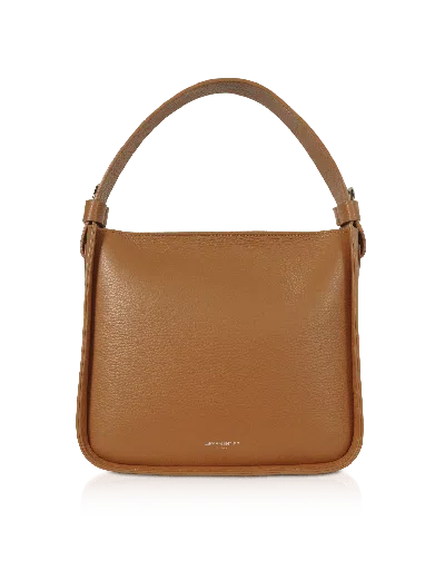 Le Parmentier Women's Duplo Medium Hammered Leather Top Handle Bag - Cognac Brown