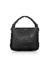 Le Parmentier Women's Duplo Small Hammered Leather Top Handle Bag - Black In Black