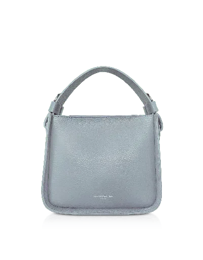 Le Parmentier Women's Duplo Small Hammered Leather Top Handle Bag - Sky Blue