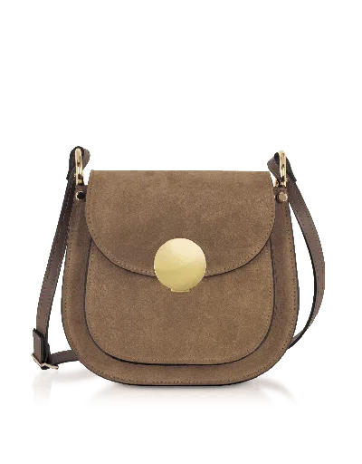 Le Parmentier Women's Neutrals Agave Suede & Smooth Leather Shoulder Bag - Taupe In Black