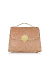 Le Parmentier Women's Neutrals Bombo Croco Embossed Leather Top-handle Satchel Bag W/strap - Nude Color In Multi