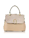 Le Parmentier Women's Neutrals Thais Suede & Leather Nude Satchel Bag - Nude In Multi