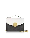 Le Parmentier Women's New Ondina Color Block Flap Top Leather Satchel Bag - Black & White In Multi