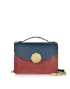 Le Parmentier Women's New Ondina Color Block Flap Top Leather Satchel Bag - Blue & Red In Multi