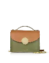 Le Parmentier Women's New Ondina Color Block Flap Top Leather Satchel Bag - Brown & Green In Multi