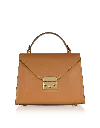 Le Parmentier Women's Peggy Leather Top Handle Satchel Bag - Cognac Brown In Brown