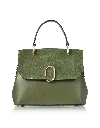 Le Parmentier Women's Thais Suede & Leather Satchel Bag - Green In Green