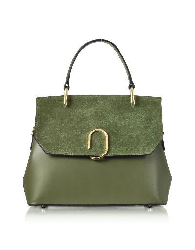 Le Parmentier Women's Thais Suede & Leather Satchel Bag - Green