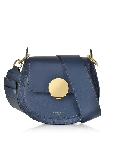 Le Parmentier Women's Yucca Suede & Leather Shoulder Bag - Denim Blue