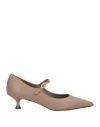 Le Pepite Woman Pumps Khaki Size 10 Leather