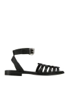 Le Pepite Woman Sandals Black Size 5 Soft Leather In Black