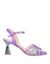 Le Pepite Woman Sandals Purple Size 7 Leather In Purple