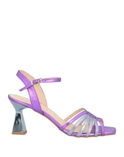 Le Pepite Woman Sandals Purple Size 7 Leather