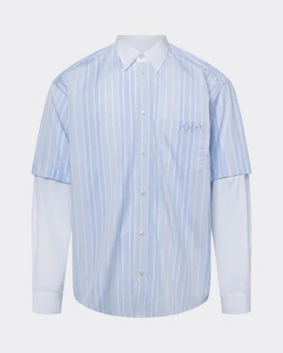 Le Pere Le Père Detached Sleeve Button Down In Blue