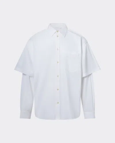 Le Pere Le Père Double Sleeve Button Down Shirt In Office Pearl